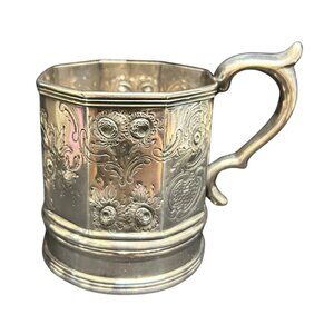 Antique Sterling Silver Repoussé Mug – European Hallmarked